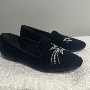 Kate Spade Lounge Stars Velvet Crystal Loafers Blazer Blue 10.5B